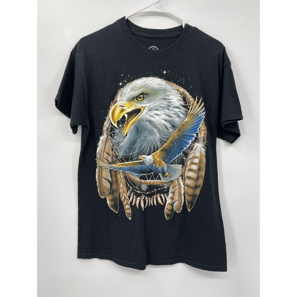 Dom Medium T Shirt Mens Black Eagle Dreamcatcher‎ Graphic Nature Tee